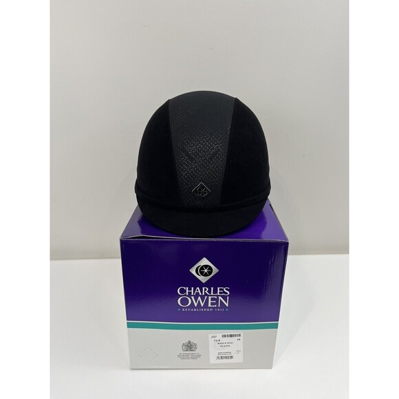 Charles Owen V8 Riding Helmet - 7 3/8- BLACK & SILVER - Brand NEW in Box - Picture 7 of 12